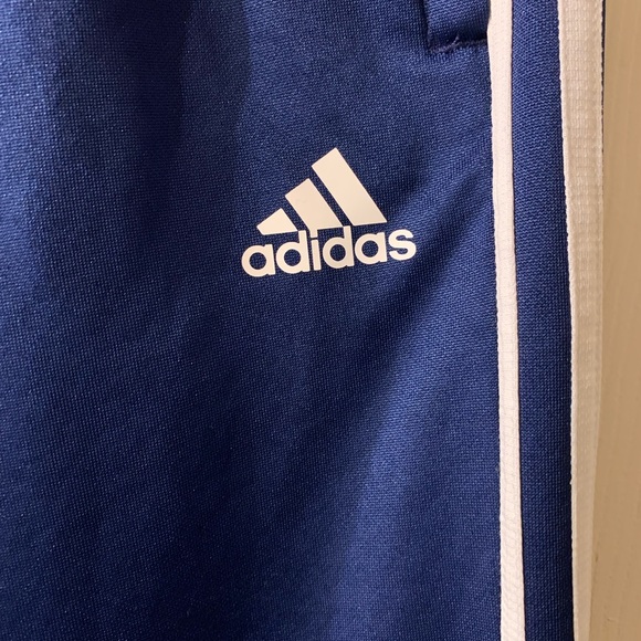 Adidas Track Pants with Zipper Bottoms Blue with White Stripe Size M EUC Joggers - Picture 2 of 12